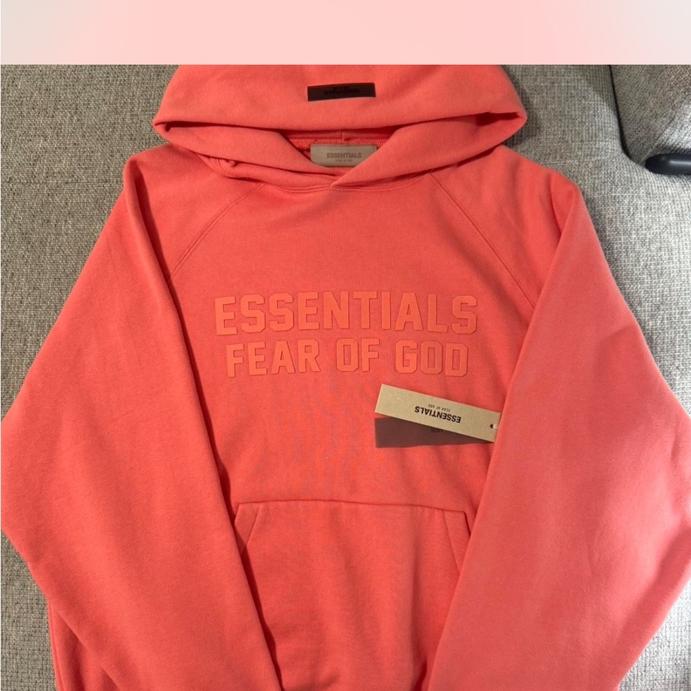 Fear of God ESSENTIALS Coral/Pink Hoodie